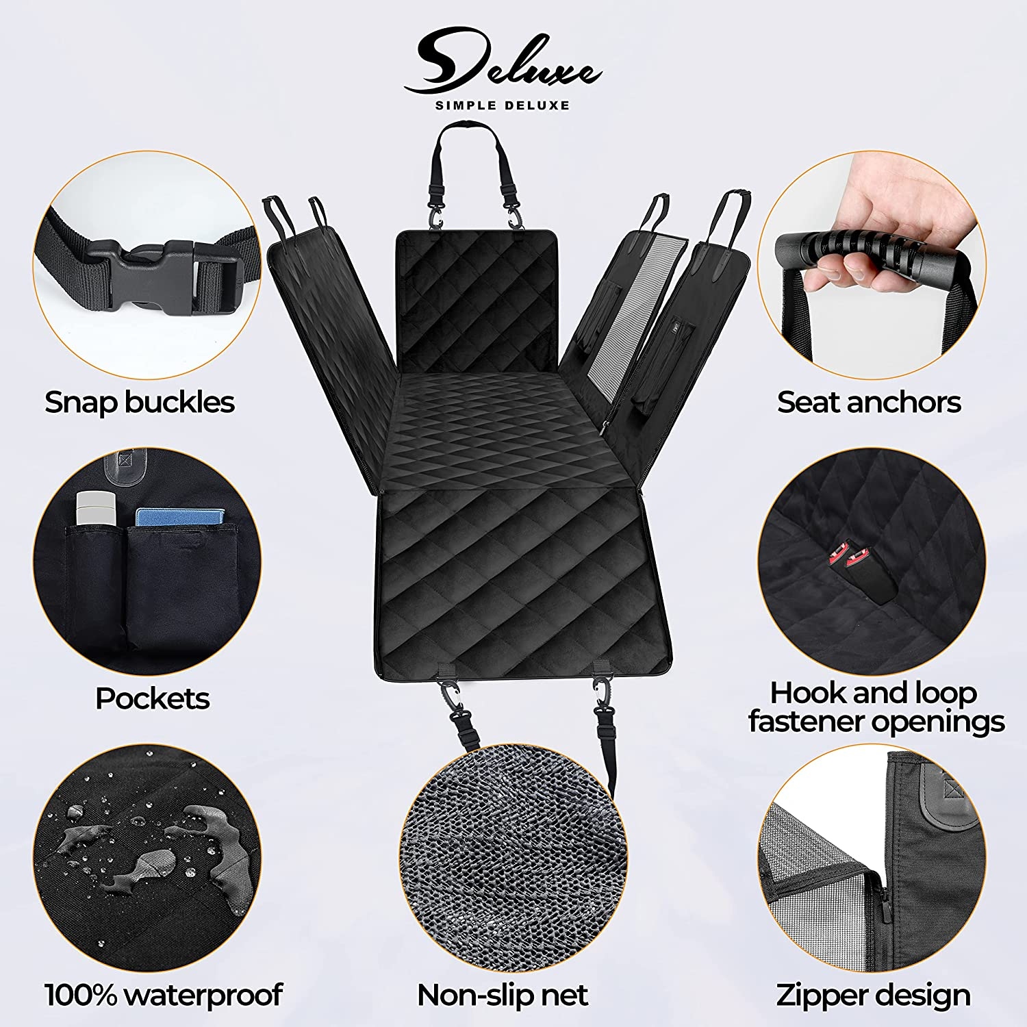 100 Waterproof Pet Seat Protector with Mesh Window Black